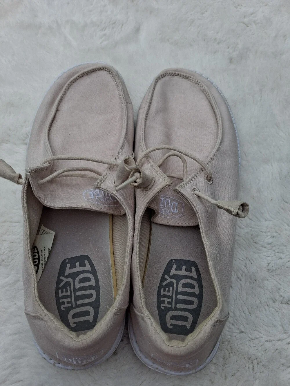 Hey Dude Men's Slip-On Loafers in Light Beige Canvas Size 10